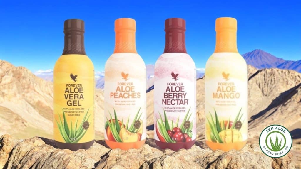 4 bouteilles d'aloe vera forever à la montagne