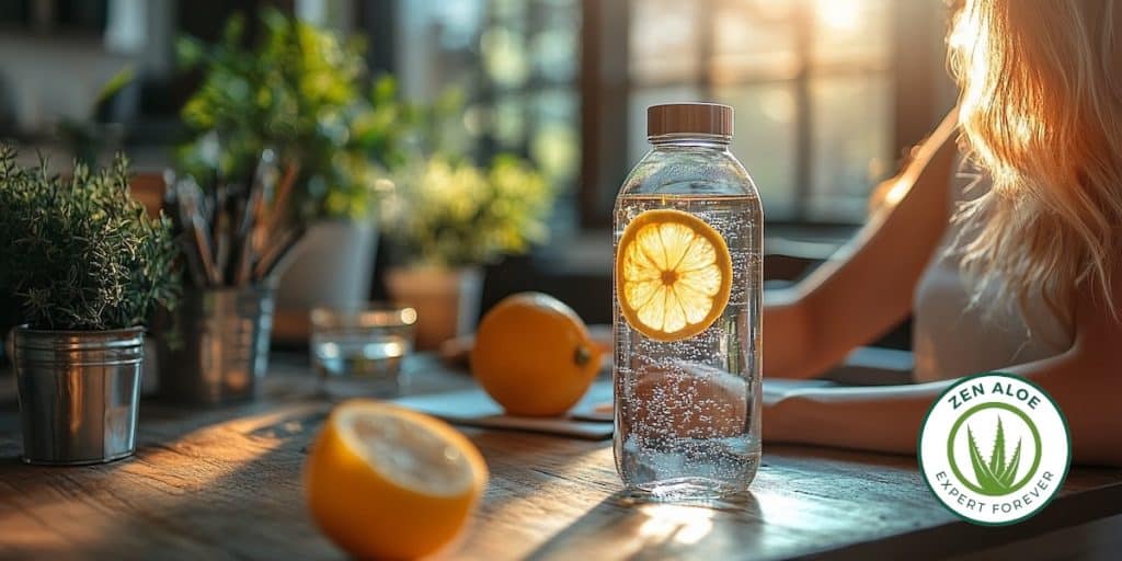 bouteille d'eau citronnée