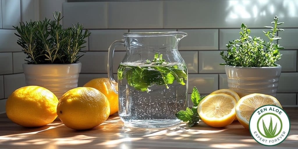 carafe d'eau menthe citron