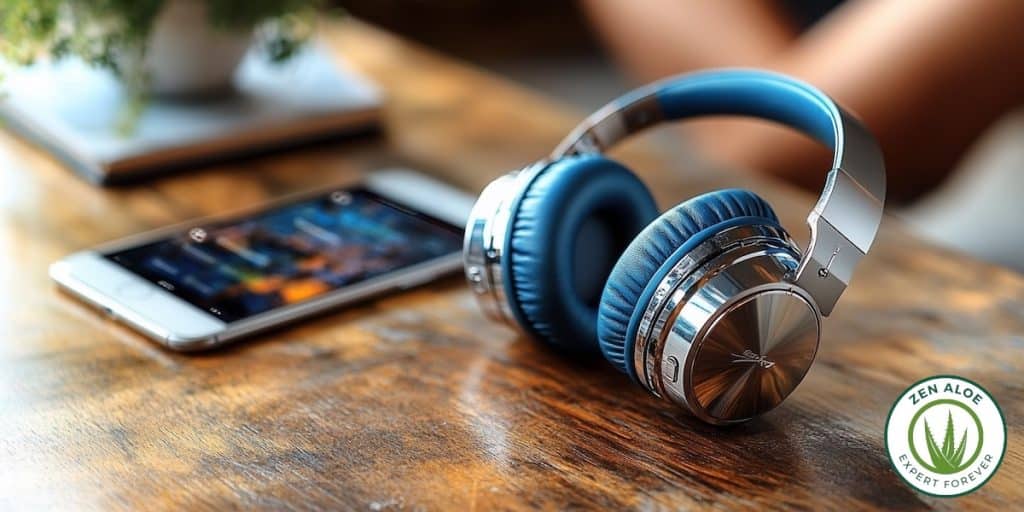 casque audio et téléphone avec une playslist de motivation