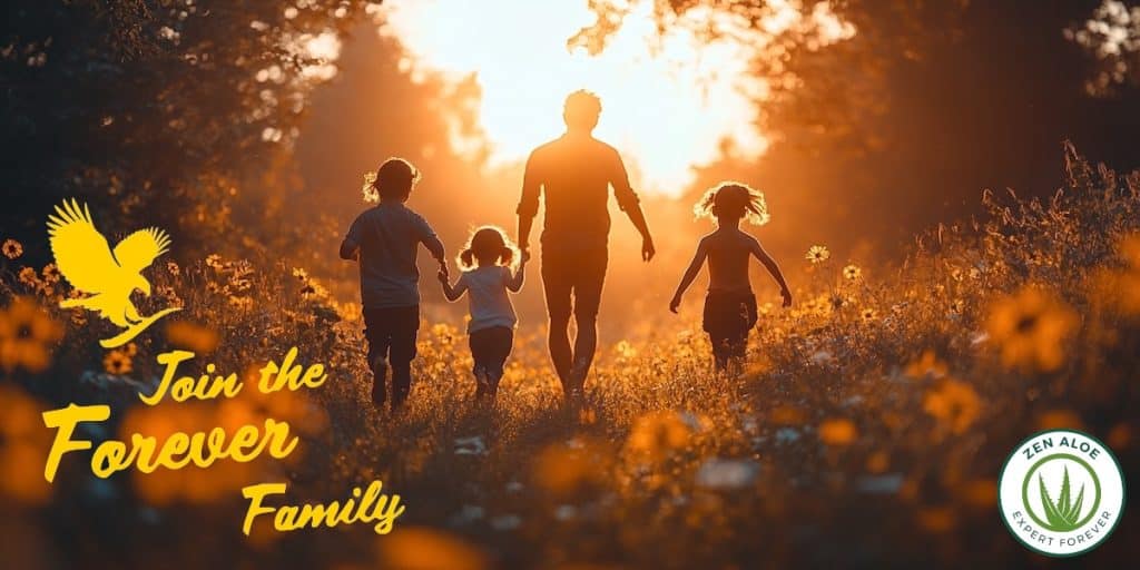 famille heureuse qui se balade en foret