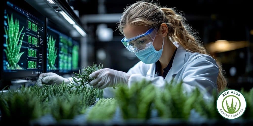 femme scientifique qui etudie l'aloes