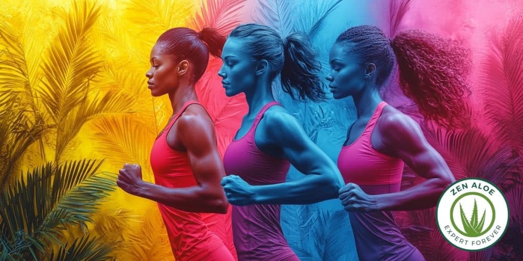 femme sportive sur fond coloré
