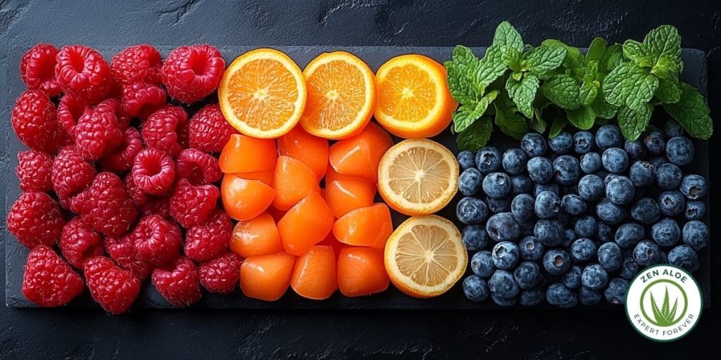 fruit sur une ardoise