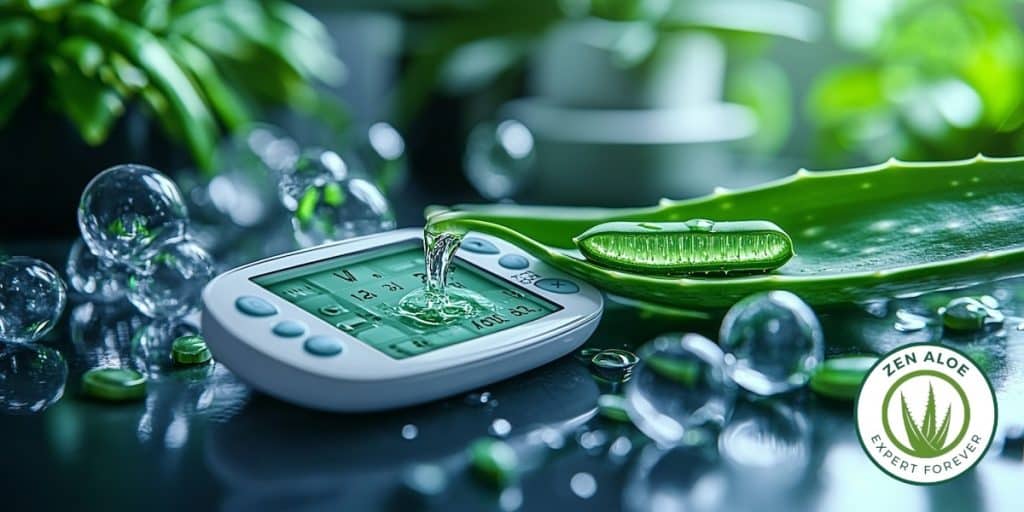gel d'aloe vera qui coule sur un glucomètre