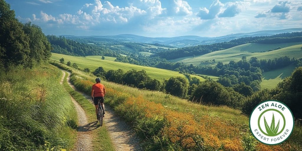 homme qui fait du velo sur un chemin de campagne