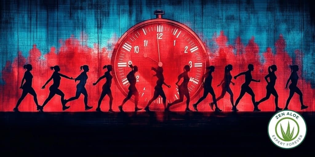 illustration de silhouette sportive devant une horloge