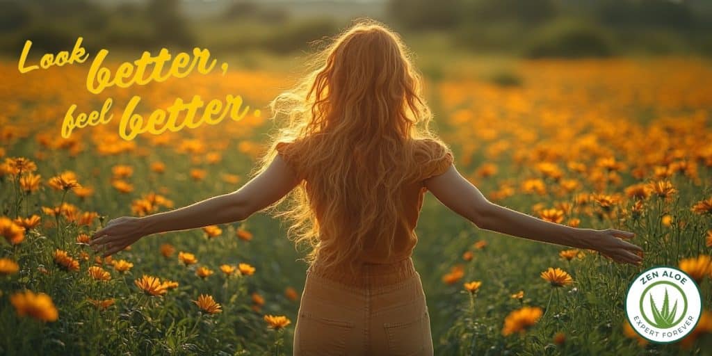 jeune femme libre et legère dans un champ de fleur