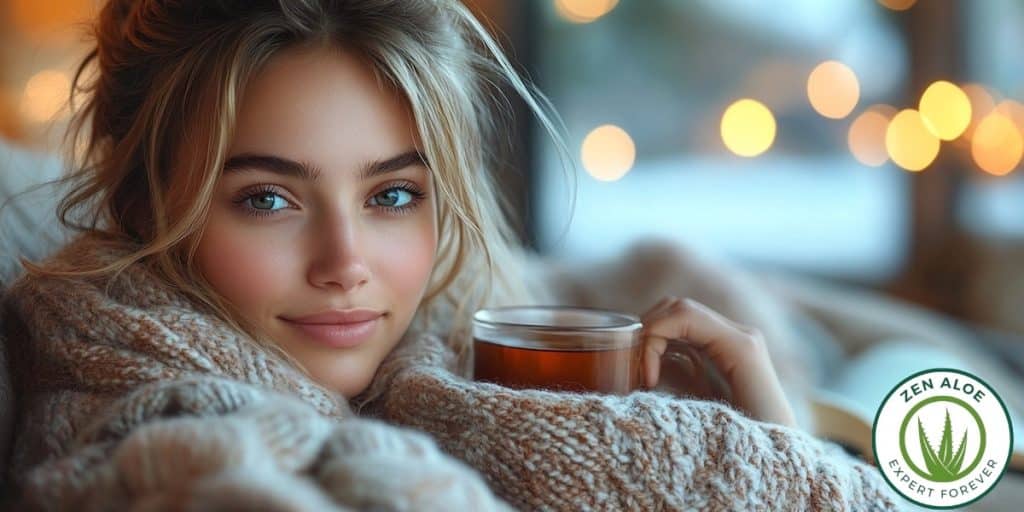 jeune femme qui boit une tisane