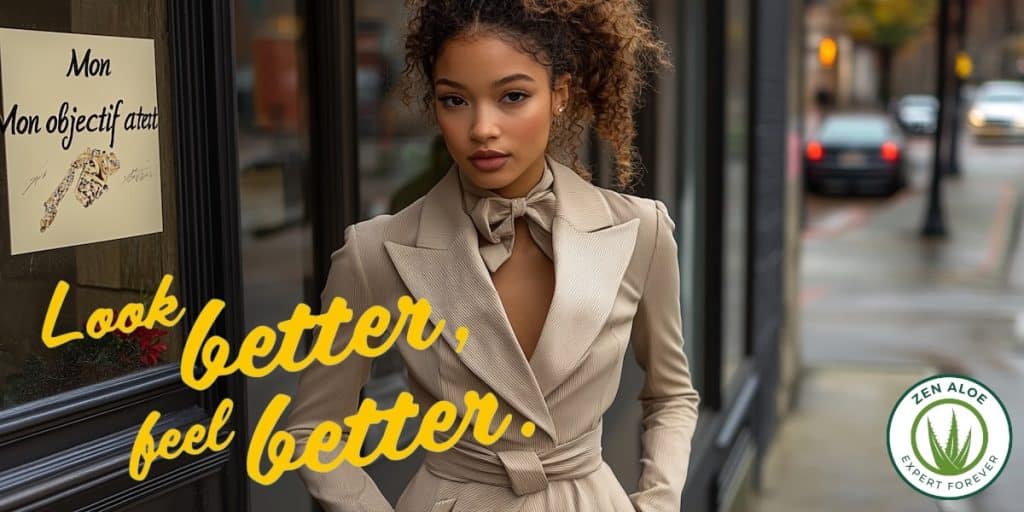 jeune femme qui porte sa nouvelle tenue