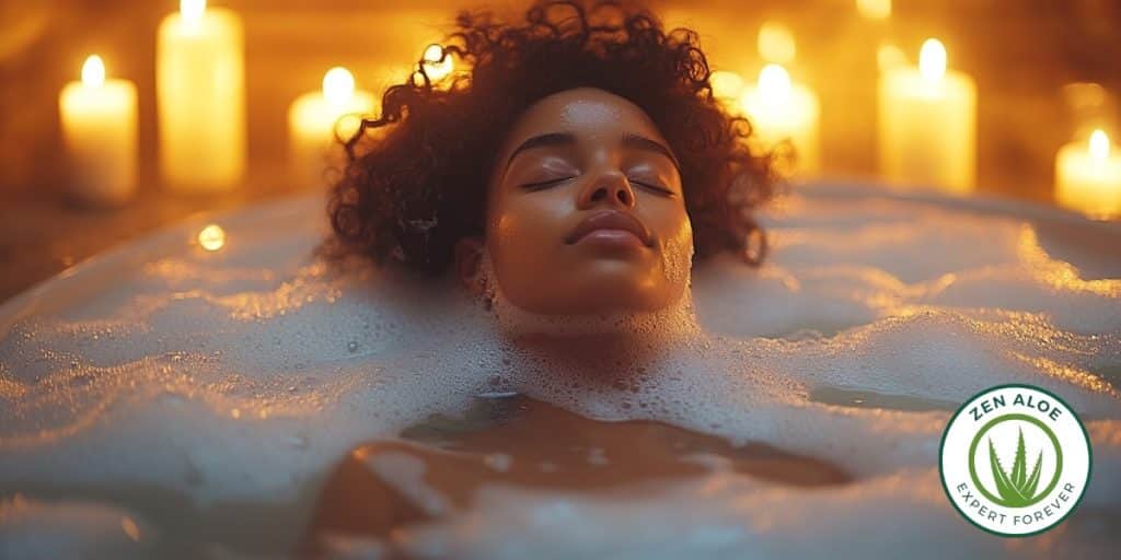 jeune femme qui prends son bain