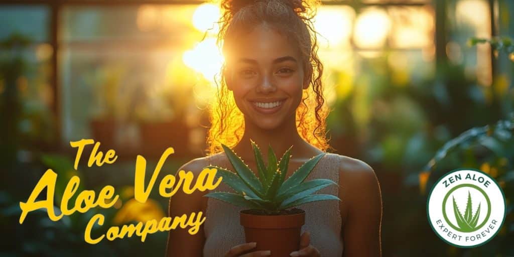 jeune femme qui tient une plante d'aloe vera