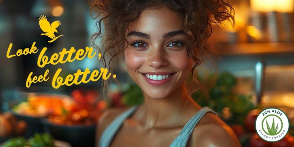 jeune femme souriante au rayon fruits et légumes