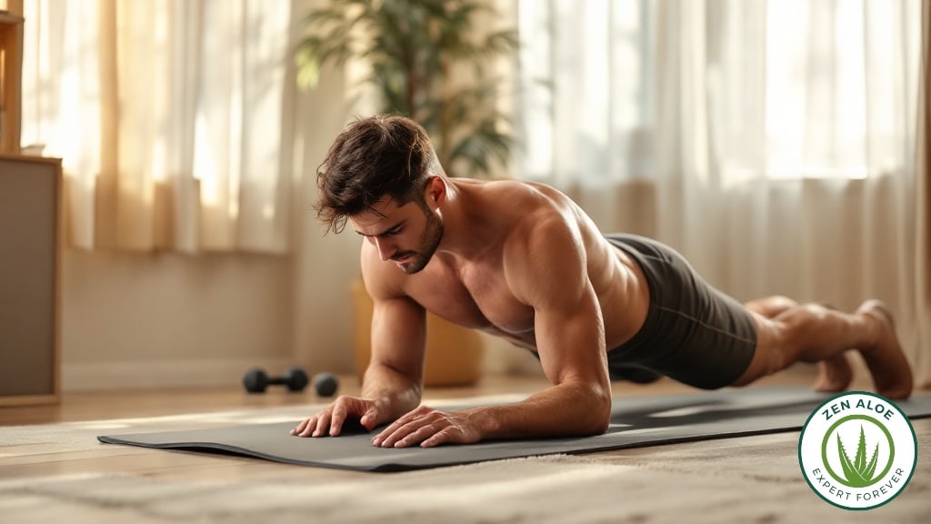 jeune homme musclé qui fait la planche
