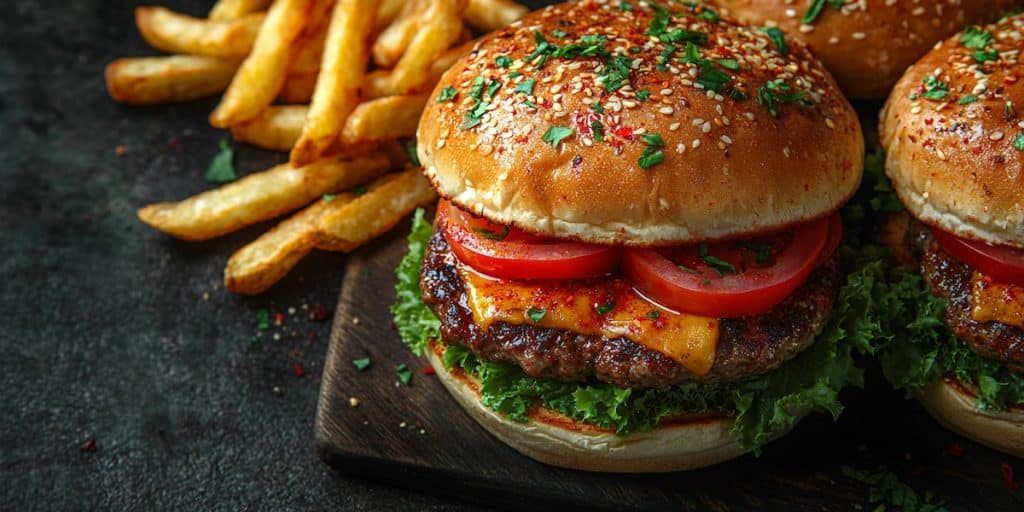 junk food burger frite