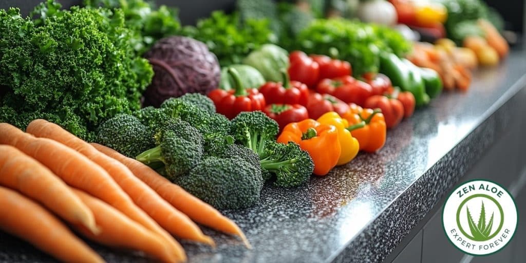légume variés sur un plan de travail de cuisine