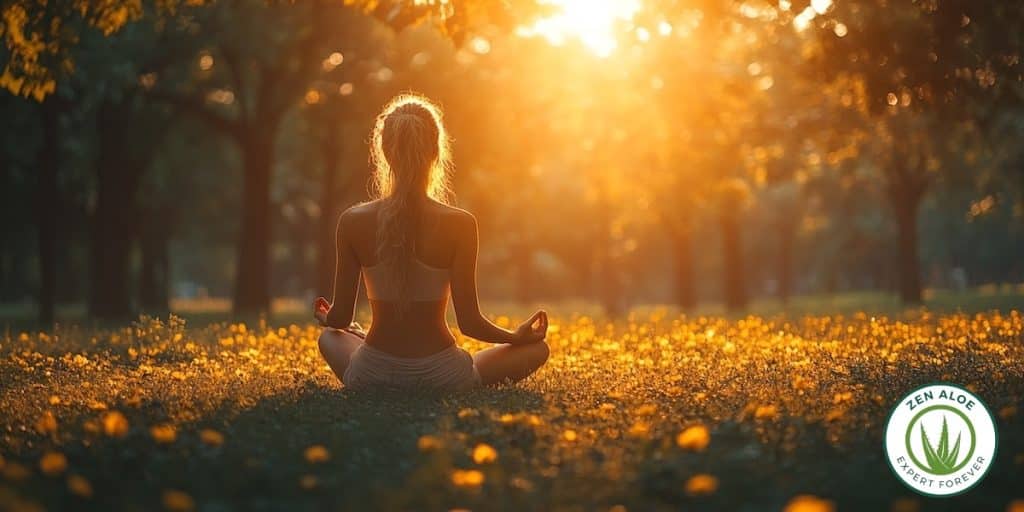 personne assise qui medite dans un parc
