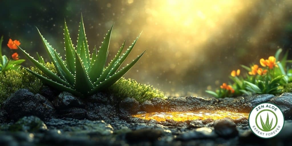 plant d'aloe vera dans un rayon de soleil