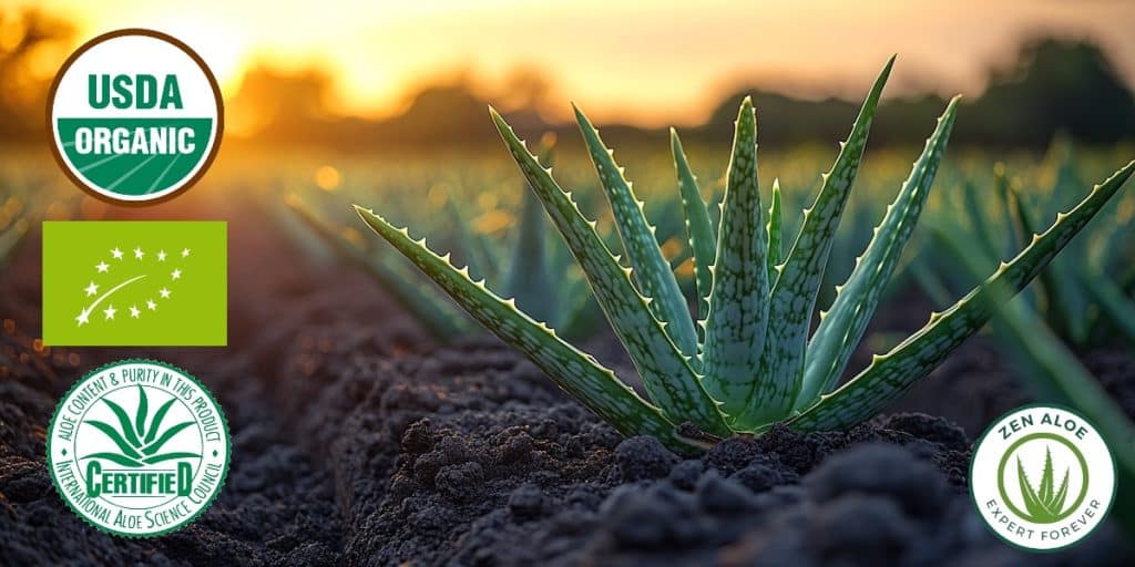 plant d'aloe vera pleine terre dans un champs