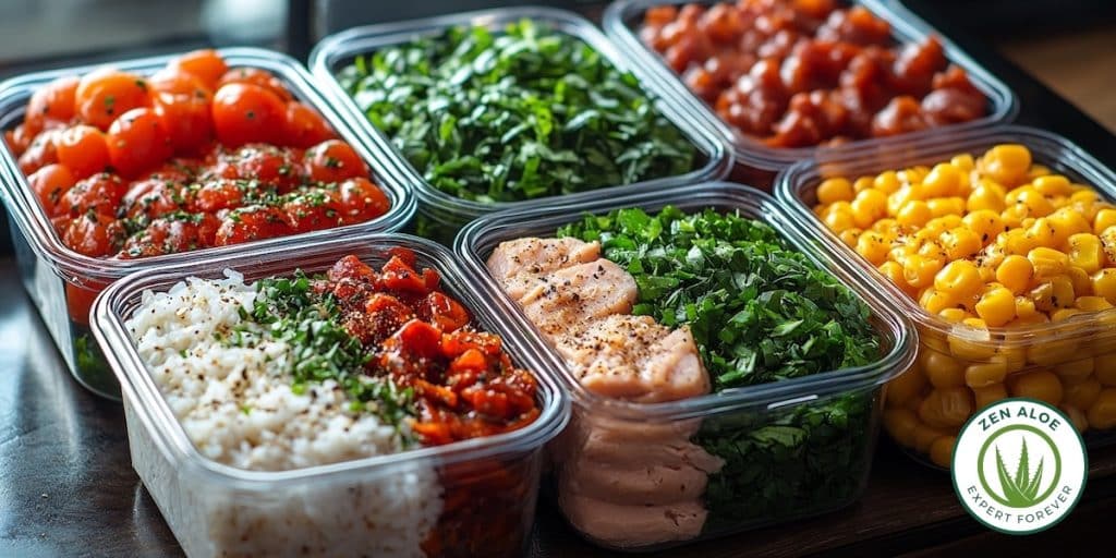 plat sains et equilibrés préparés à l'avance