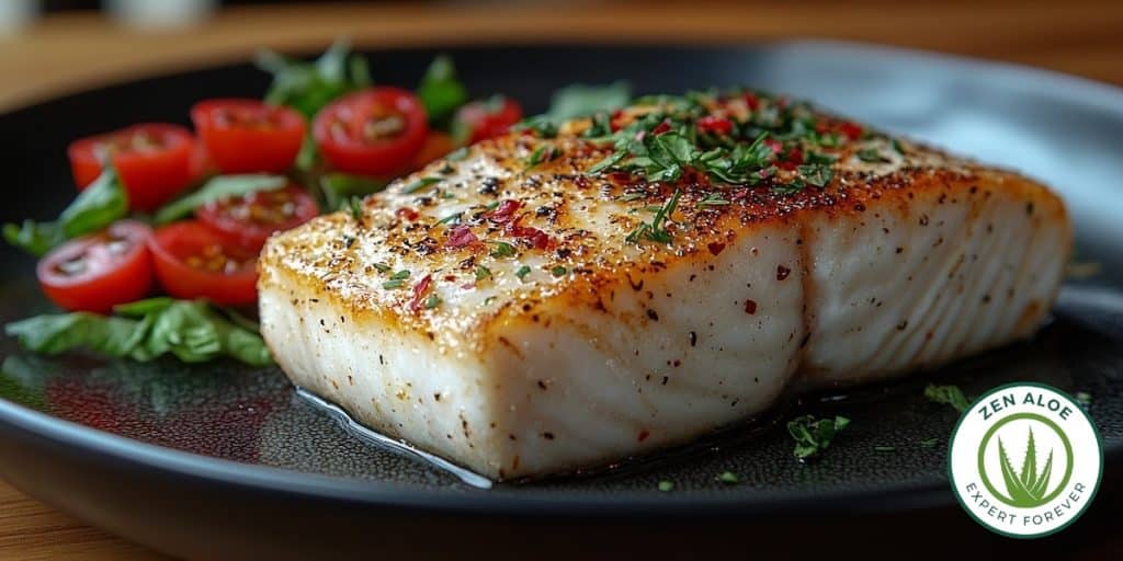 poisson bien cuit avec petits légumes