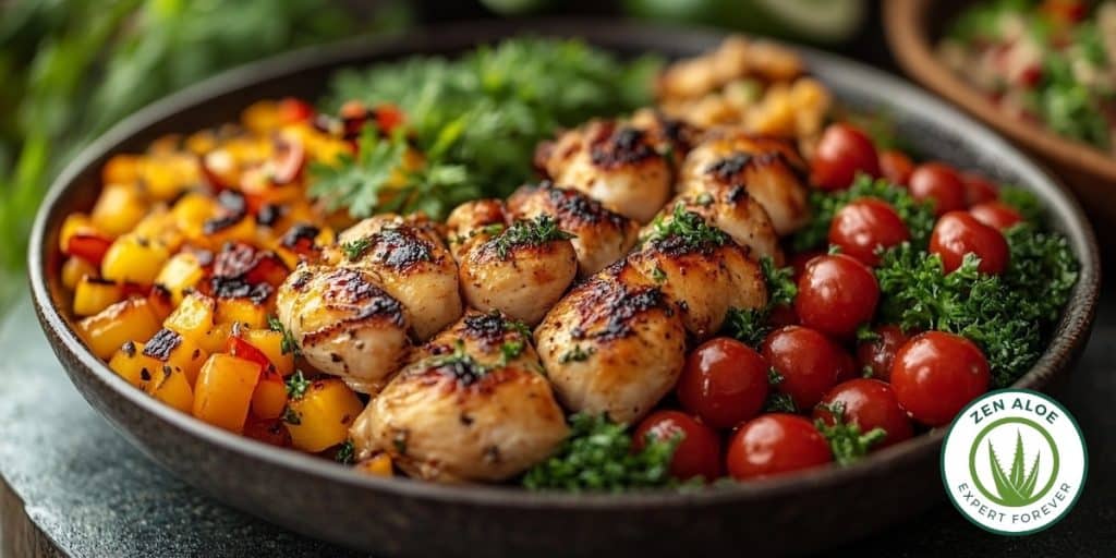 repas equilibrer au poulet grillé