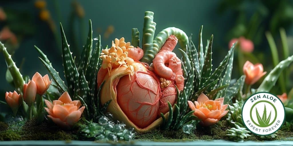 representation artistique d'un coeur et de l'aloe vera
