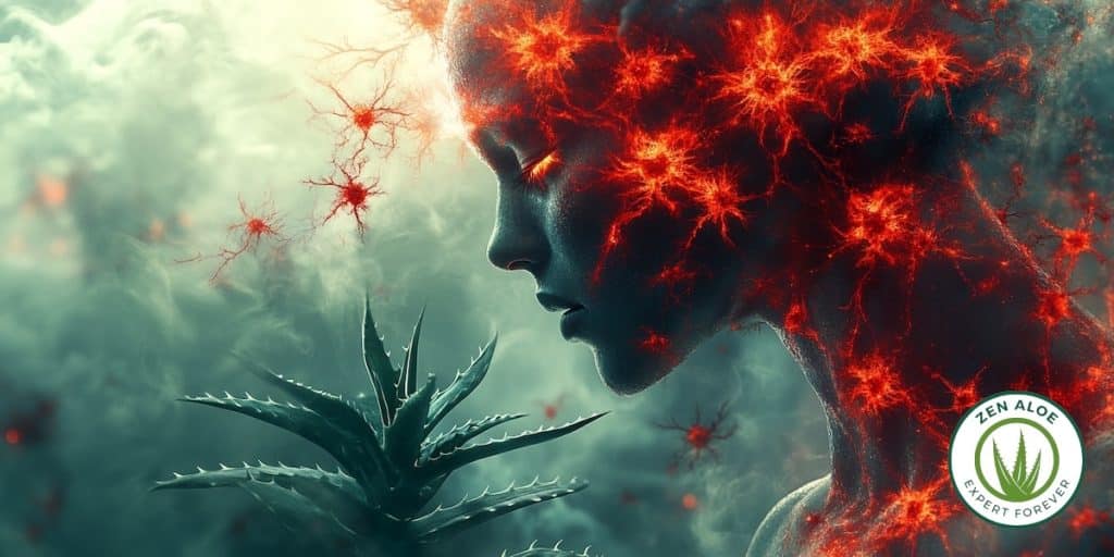 representation inflammation et aloe vera artistique