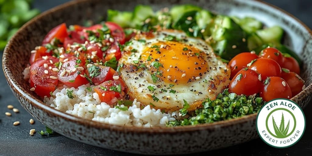 salade riz oeuf légumes