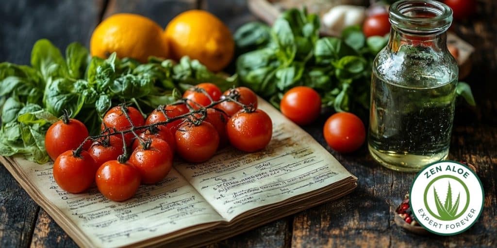 tomate légume sur un livre de cuisine
