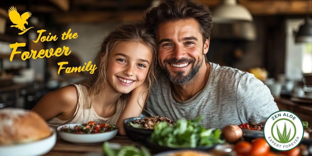 un pere et sa fille qui profite d'un repas sain et équilibré