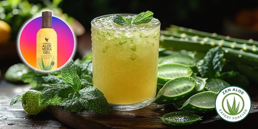 verre de gel d'aloe vera