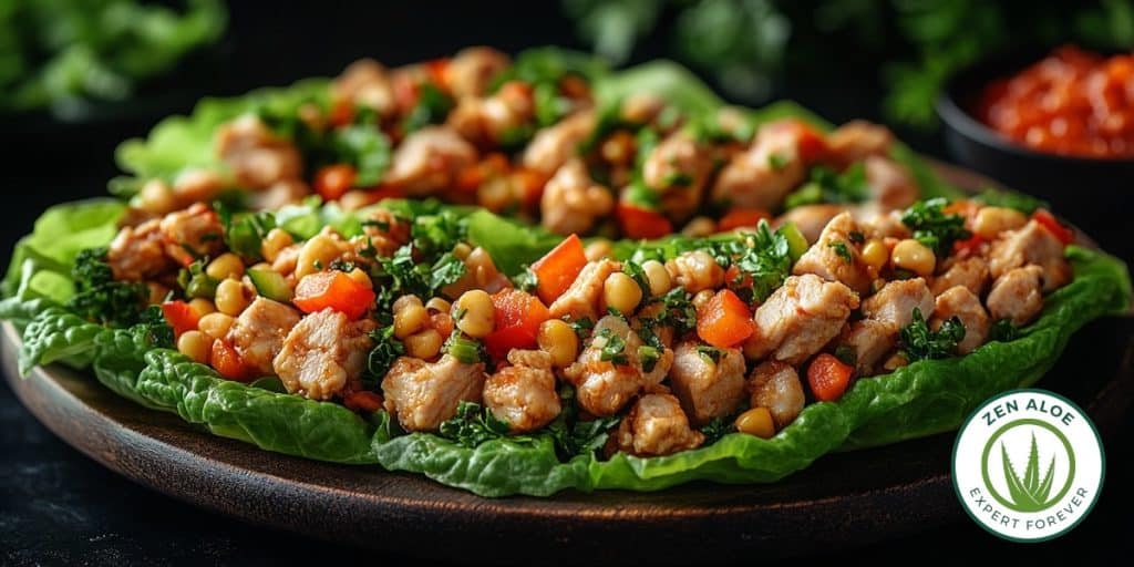 wrap laitue poulet légumes